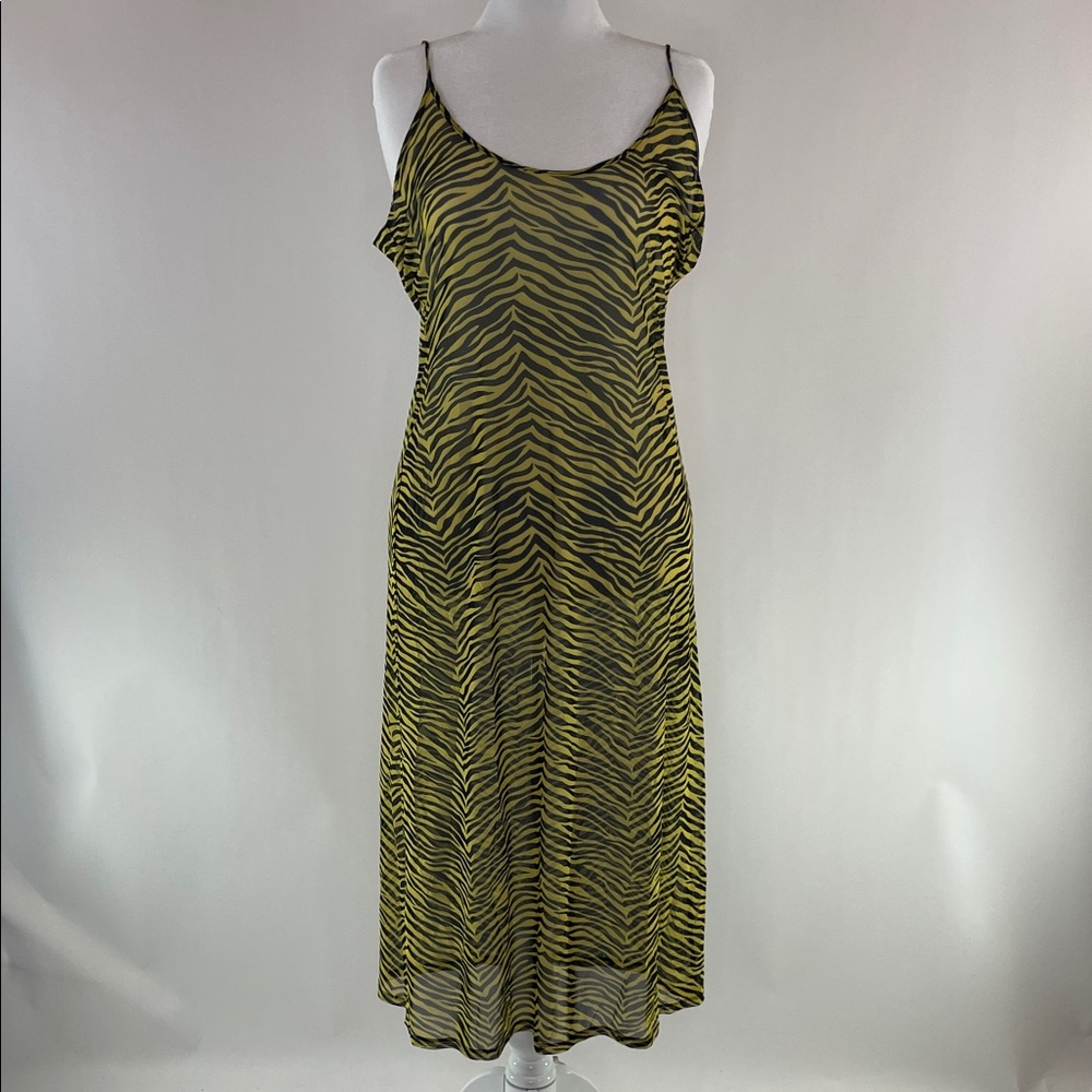 Yellow Zebra Mesh Swim Coverup, XL